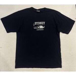 Sydney Australia Embroidered Short Sleeve Shirt Opera House Mens XL Black